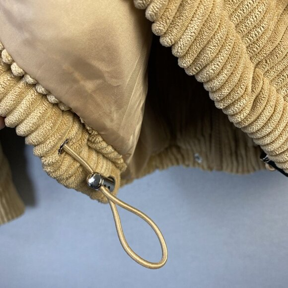 7 For All Mankind Corduroy Jacket Womens Size XS Crop Puffer Beige 81532 Trendy - Picture 9 of 14